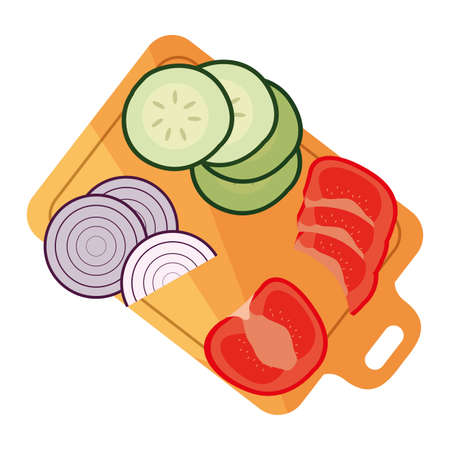 tomato cucumber and onion table cooking vector illustrationのイラスト素材