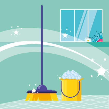 housekeeping tools with set icons vector illustration designのイラスト素材