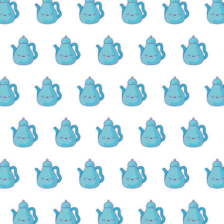 pattern of cute teapots kawaii style vector illustration designのイラスト素材