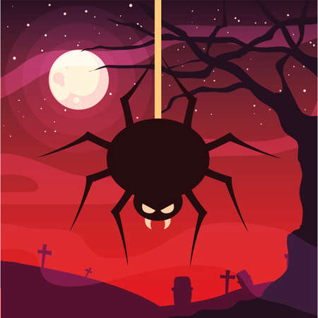 spider happy halloween celebration design vector illustrationのイラスト素材