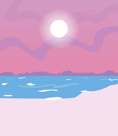 beach sea summer time vacation flat design vector illustrationのイラスト素材