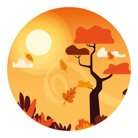 Autumn tree design, season nature ornament garden decoration and botany theme Vector illustrationのイラスト素材