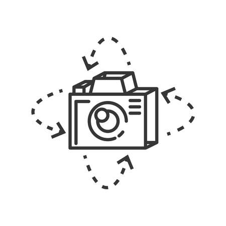 icon of camera 360 degrees, virtual tour line detailed vector illustration designのイラスト素材