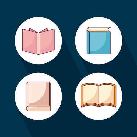 set of textbooks open and closed vector illustration designのイラスト素材