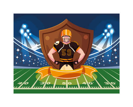 man player american football with shield vector illustration designのイラスト素材
