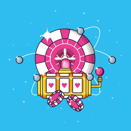 casino game slot machine with roulette vector illustration designのイラスト素材