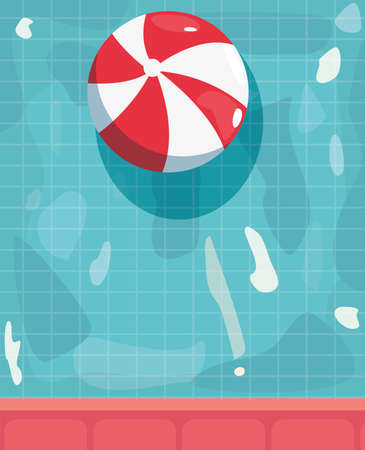 beach ball in the pool - summer time vacation vector illustrationのイラスト素材