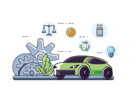 Balance design, Sustainability eco friendly green recycle ecology renewable and solution theme Vector illustrationのイラスト素材