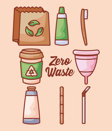 menstrual cup with set icons ecological vector illustration designのイラスト素材