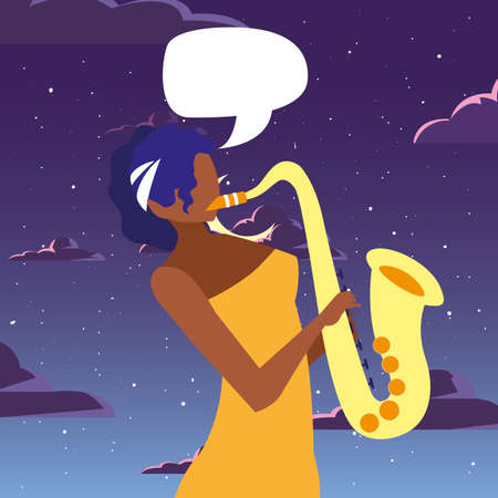 musician woman saxophone playing music design vector illustrationのイラスト素材