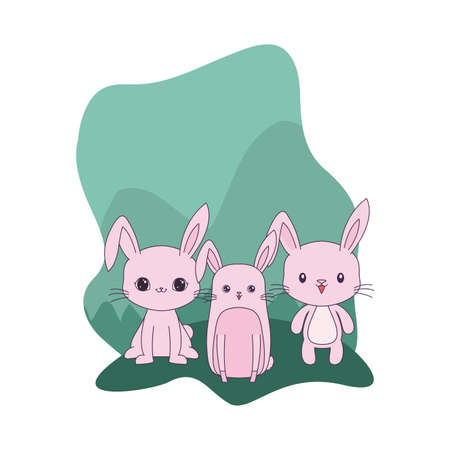 cute rabbits animals isolated icon vector illustration designのイラスト素材