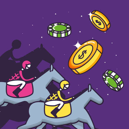 casino game horse race with chips vector illustration designのイラスト素材