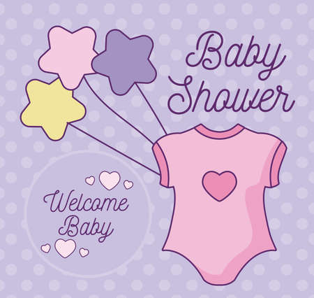 baby shower card with clothes and stars vector illustration designのイラスト素材