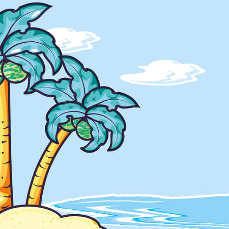tropical beach palm summer with sea vector illustration designのイラスト素材