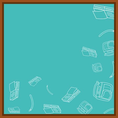 classroom board with drawing of supplies school vector illustration designのイラスト素材