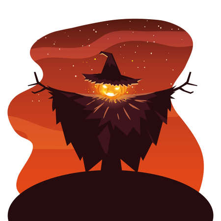 scarecrown design, Halloween holiday horror scary celebration autumn dark and party theme Vector illustrationのイラスト素材