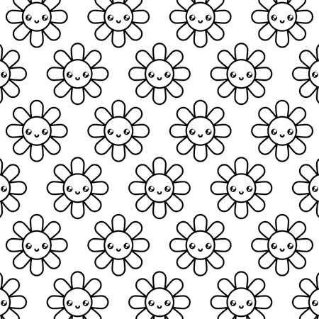 pattern of cute flowers decoration kawaii style vector illustration designのイラスト素材