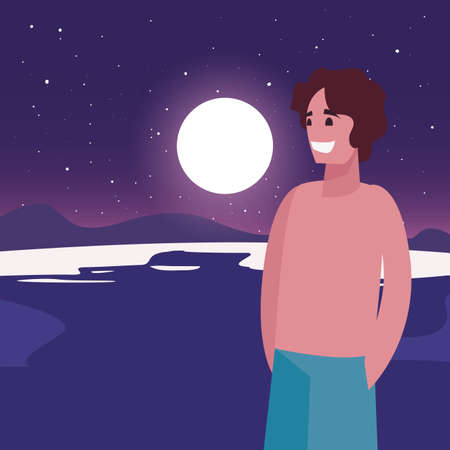 man in the beach summer time vacations design vector illustrationのイラスト素材