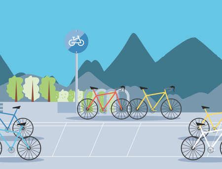 bicycle parking zone urban scene icon vector illustration designのイラスト素材