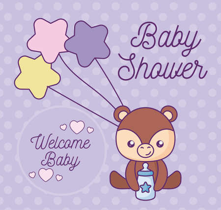 baby shower card with cute bear animalのイラスト素材