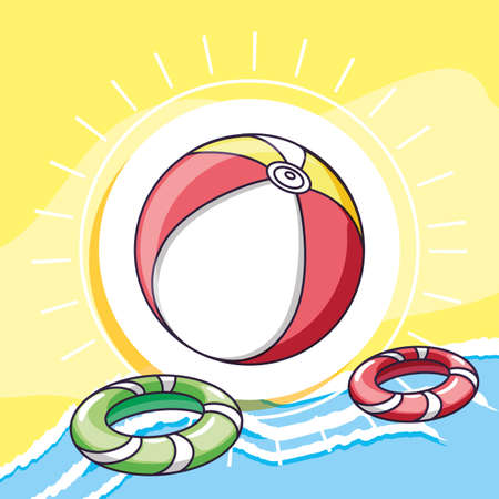 Summer and vacation icon set design, Beach tropical relaxation outdoor nature tourism island and season theme Vector illustrationのイラスト素材
