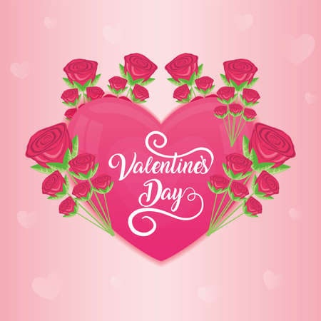 Hearts and roses design of Happy valentines day love passion romantic wedding decoration and marriage theme Vector illustrationのイラスト素材