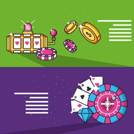 slot machine with set icons casino game vector illustration designのイラスト素材