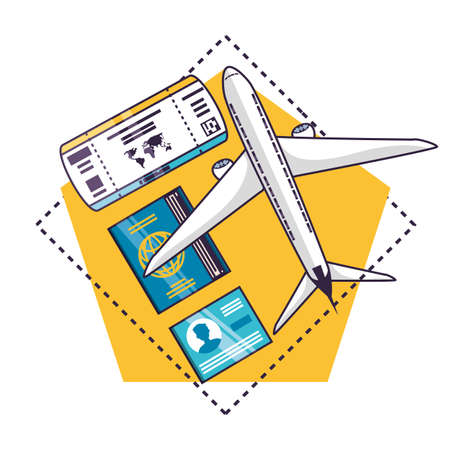 Travel icon set design, trip airport vacation journey holiday transport and voyage theme Vector illustrationのイラスト素材
