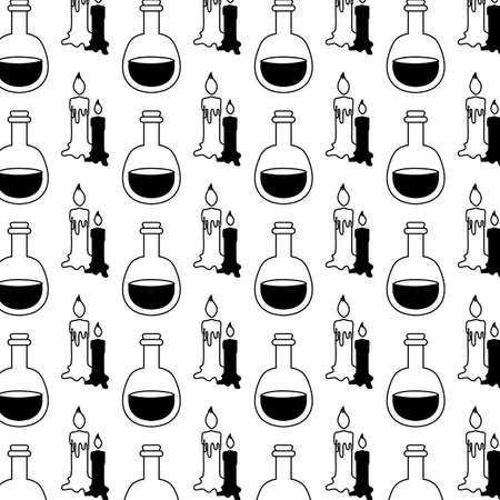 pattern of candles and laboratory instrument vector illustration designのイラスト素材