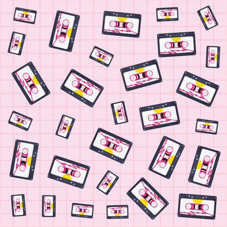 background sound cassette tape music retro 80s style vector illustrationのイラスト素材