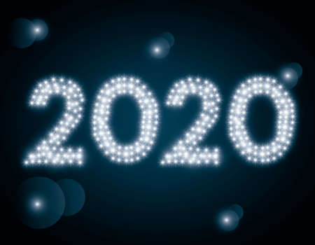 Happy new year 2020 and lights design, Welcome celebrate greeting card happy decorative and celebration theme Vector illustrationのイラスト素材
