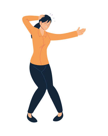 Businesswoman cartoon with headache design, business and management theme Vector illustrationのイラスト素材