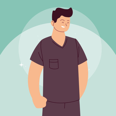 man doctor with uniform design of medical care and covid 19 virus theme Vector illustration