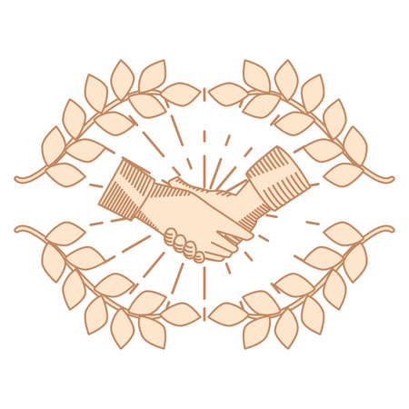 handshake business cartoon flat design vector illustrationのイラスト素材