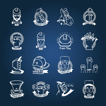 set of icons of the labor day vector illustration designのイラスト素材