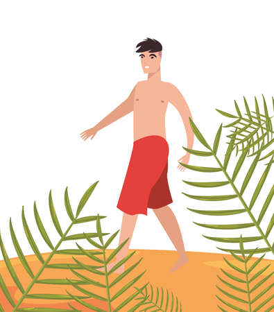 summer time holiday man with tshirt and shorts vector illustrationのイラスト素材