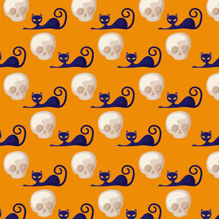 pattern of black halloween cat vector illustration designのイラスト素材