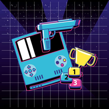 video game handle retro style with icons vector illustration designのイラスト素材