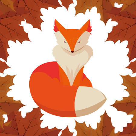happy autumn season fox mammal vector illustrationのイラスト素材