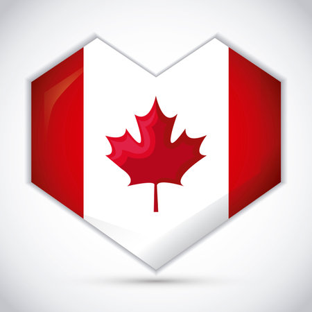 flag of canada in heart shape vector illustration designのイラスト素材