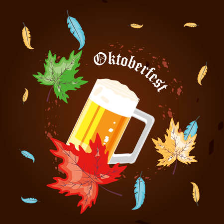 oktoberfest celebration day with beer jar vector illustration designのイラスト素材