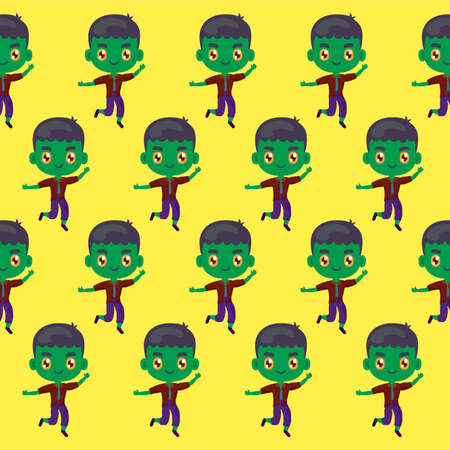 pattern of boy disguised of frankenstein vector illustration designのイラスト素材