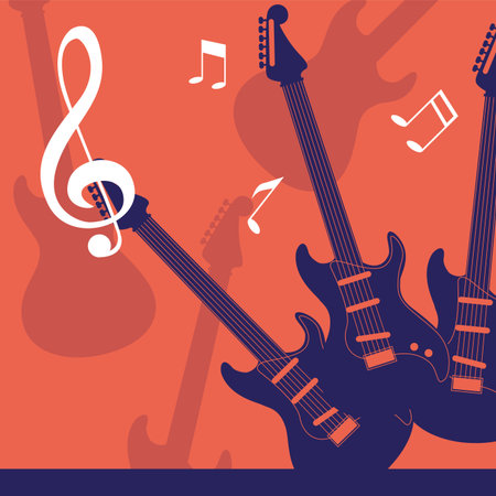 electric guitar musical note background vector illustration