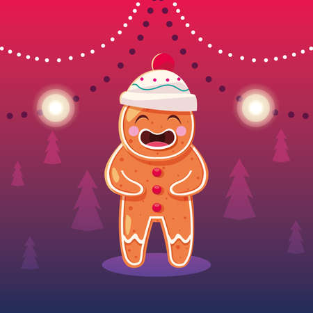 christmas card of gingerbread man vector illustration designのイラスト素材