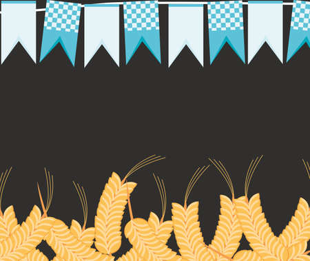 bottle beer and leaf oktoberfest pattern vector illustration designのイラスト素材