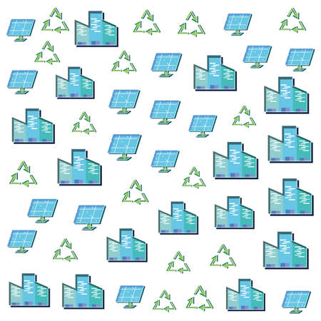 Icon set background design, Sustainability eco friendly green recycle ecology renewable and solution theme Vector illustrationのイラスト素材