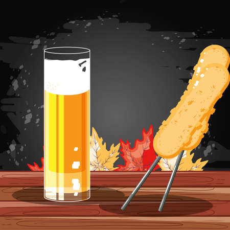 oktoberfest celebration day with beer glass vector illustration designのイラスト素材