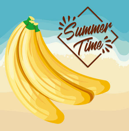 summer beach poster with bananas vector illustration designのイラスト素材