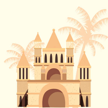 summer time holiday sand castle sunglasses camera sunblock vector illustrationのイラスト素材