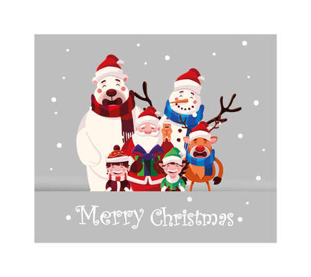 card of christmas with label merry christmas vector illustration designのイラスト素材